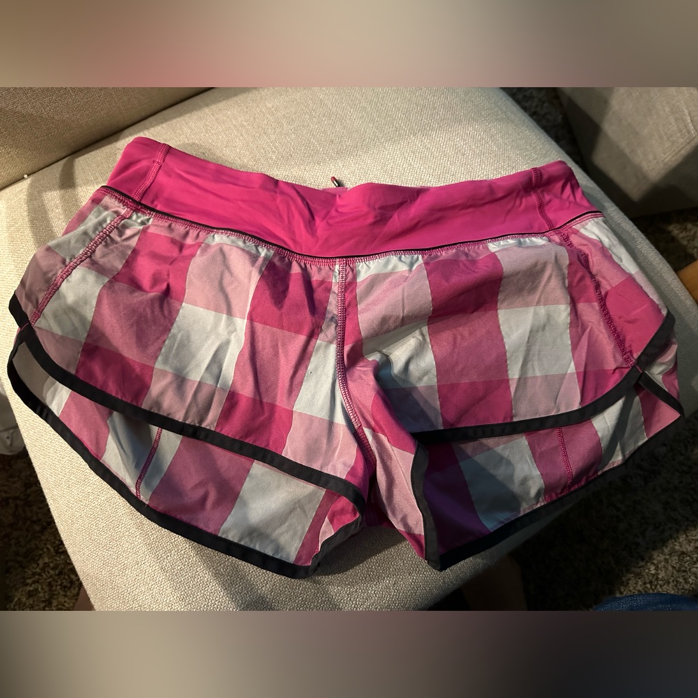 LuluLemon Speed shorts size 10 pink plaid lulu lemon